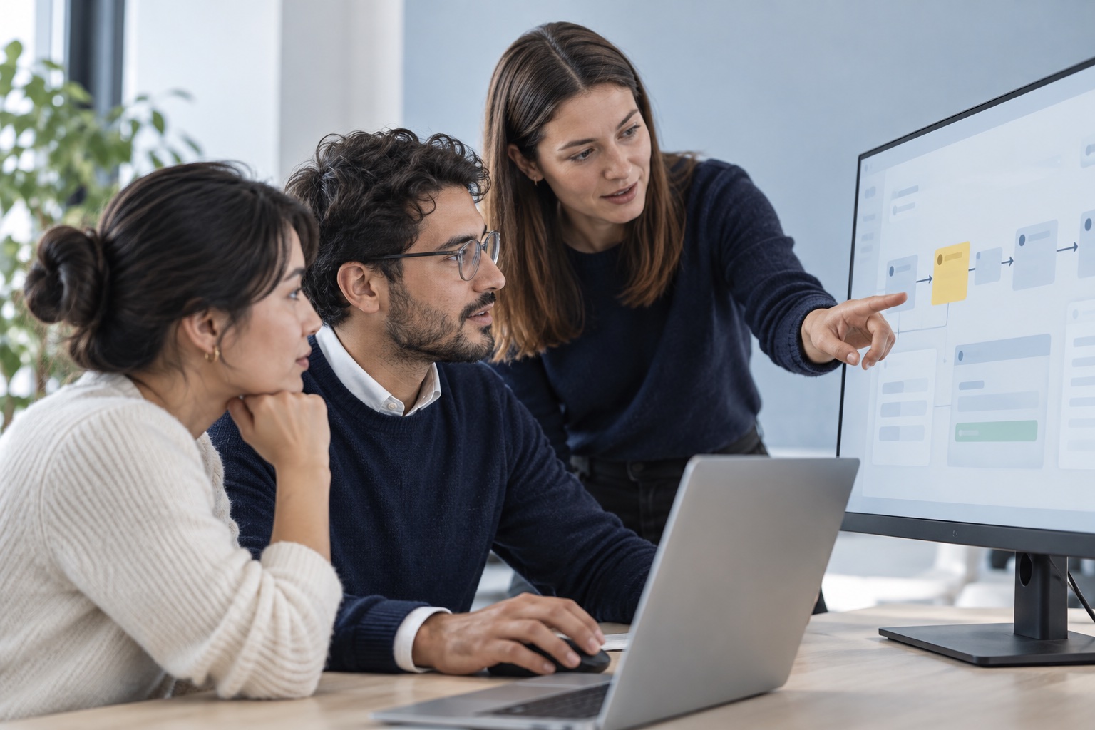 Project colleagues mapping a shared workflow together